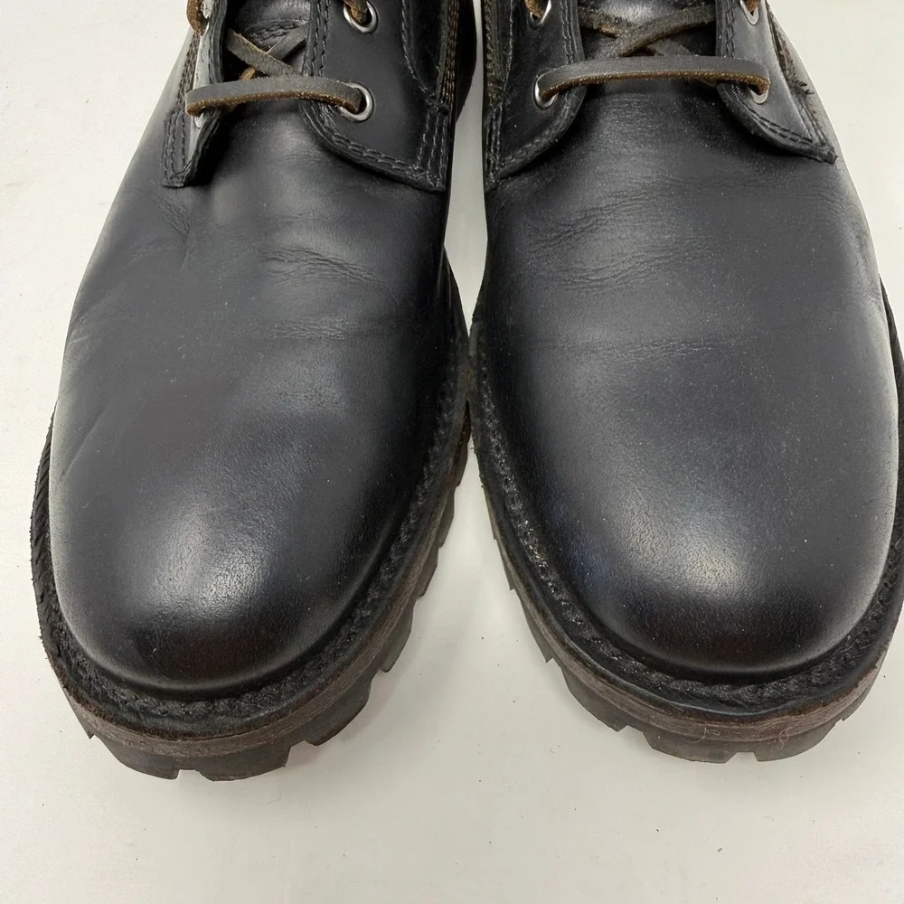Frye Union Lace Up Men's 11.5 Black Leather Combat Lug Sole Work Boots 3480383